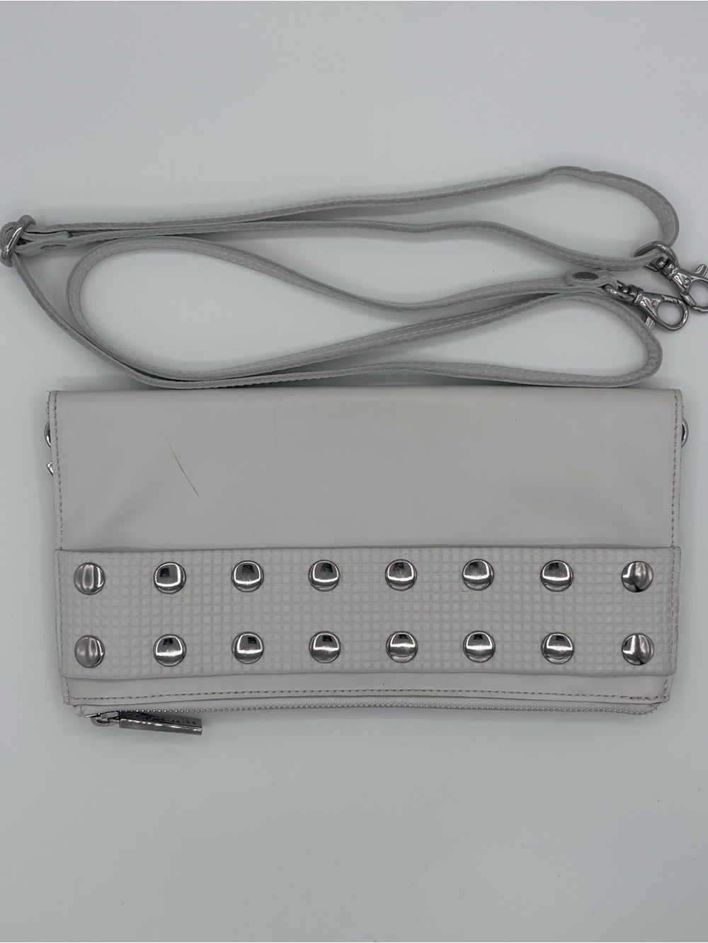 Hammitt | White Leather Crossbody Clutch Purse w/ Silver Hardware